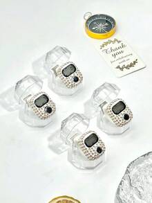 4er Set transparente diamantförmige Box, glänzender Kristall Rosenkranz Zähler, elektronisches Tasbih, modisches & elegantes Fingerschmuck, täglicher Gebet-/Übungszähler (Lange Drücken zum Zurücksetzen), Ramadan/Hochzeitsgeschenk für Ramadan - Transparente Diamantbox - Übersicht 9