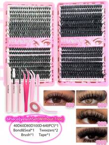 16pcs False Eyelashes Set, Including Natural Thin, Thick Curly, Cat Eye And Daily Wear Styles, Large Capacity Reusable, Comes With Eyelash Glue And Eye Tools, Suitable For Daily Makeup, Dates, Parties, Weddings, Easy To Apply And Remove, Enhances Eye Appeal, Fits All Eye Shapes, Creates Versatile Makeup Looks, Also Makes A Great Holiday Gift - 黑色 - 查看 13