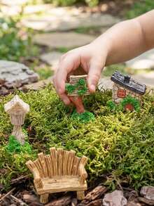 6件迷你树脂小屋配件，适用于仙女花园、庭院、DIY乡村装饰、春季花园装饰、复活节篮子装饰、春季装饰、户外野花蝴蝶仙女蘑菇派对用品、微景观装饰，不适合14岁以下儿童使用 - A - 查看 6