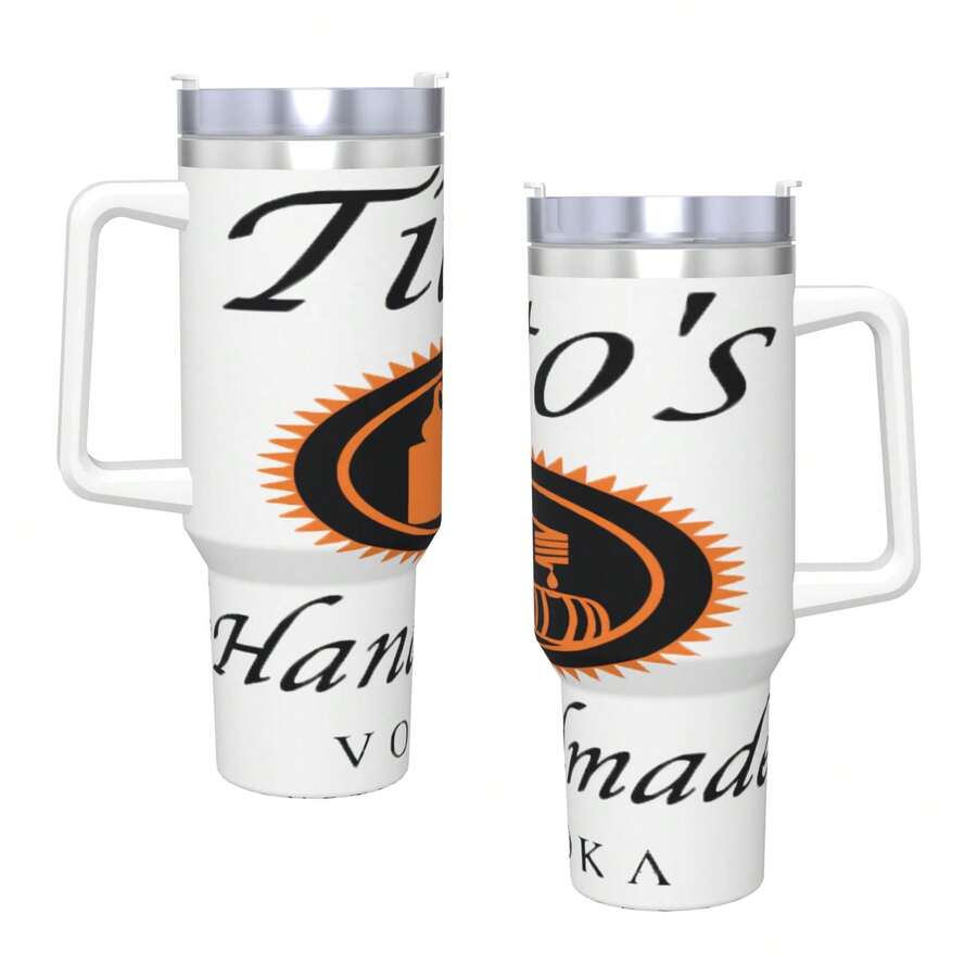 Tito's 40oz Stainless Steel Tumbler With Handle & Leak-Proof Lid - Double Wall Vacuum Insulated Travel Mug, Detachable Easy Clean For Car, Office, Home, Camping, Gift For Men Women - 白色 - 查看 1