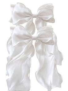 1/2/3pcs Mesh Bowknot Ribbon Hair Clip For Daily, Large Hairpin For Hair Styling Accessories,Suitable For Daily Wear,Photography - White - View 8