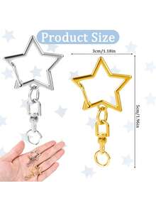 30/50pcs Star Shaped Keychain Clips, 2 Colors Star Shaped Clasps, Alloy Lobster Claw Clasps, With Rotating Hook Rings And Spring Gate Rings, Suitable For DIY Crafts, Keychain And Keyring Making - Star-shaped Keychain - View 2