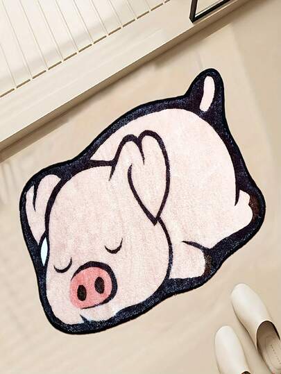 1 件装可爱粉色小猪图案地毯，柔软舒适，防滑，适用于浴室、客厅、儿童房、玄关等场所，创意门垫，主题地毯，也可用于床边、浴室、客厅、卧室、窗台等，时尚家居装饰，室内地垫