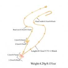 1pc Simple Classic Initial Bow-Knot Pendant Golden Stainless Steel Bead Chain Necklaces For Women - Yellow Gold - View 2