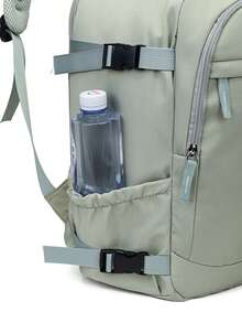 Minimalist Light Grey Backpack Lightweight Nylon Daypack With Adjustable Straps - A - View 8