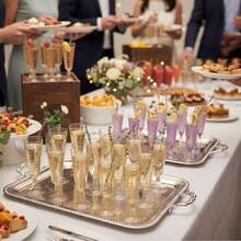 PUREDOVE 25/50 Pcs Premium Plastic Champagne Flutes, Gold Glitter, 5oz - Reusable Cocktail Glasses For Mimosa, Dessert, Wine - Toasting Glasses For Parties, Weddings - 彩色 - 查看 4
