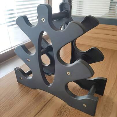 1个三层重型哑铃架，防滑节省空间哑铃收纳架，多功能六角/圆形哑铃架，适用于家庭健身房、车库健身工作室、锻炼室、力量训练收纳。