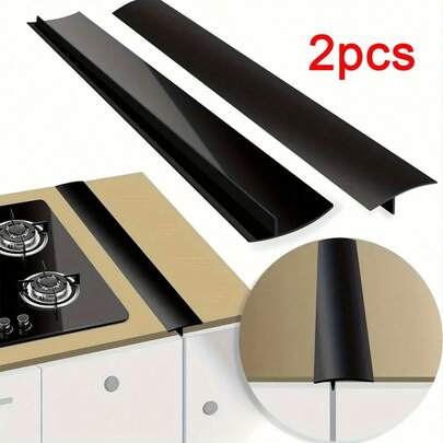 2Pcs Silicone Stove Gap Cover For Stoves And Countertops - 21-Inch Heat-Resistant Oven Gap Filler, Black Stove/Countertop Sealing Strip, Easy-To-Clean Gap Guard (Suitable For Between The Edges Of Stoves And Cabinets)
