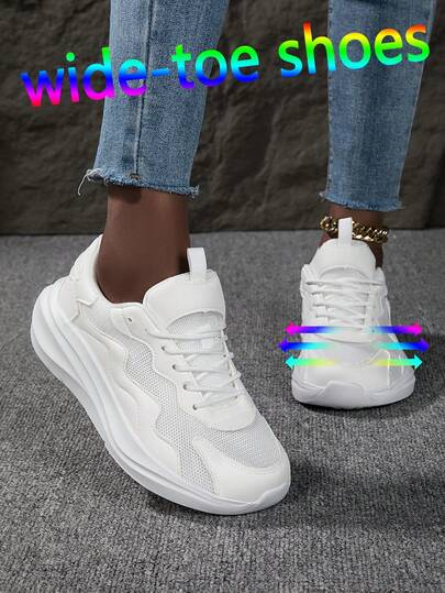 Giày mũi rộng cho nữ, giày thể thao mũi rộng cho nữ, giày thể thao thường ngày cho nữ, giày thể thao lưới thời trang và đa năng, giày chạy bộ bằng da khâu thoáng khí và chống trơn trượt, chống mài mòn và chống mùi, giày đế xuồng thoải mái và thời trang cho nữ, phù hợp cho các hoạt động ngoài trời và tụ họp, giày lưới nữ, giày thể thao cá tính thời trang cho bé gái, giày nữ phong cách Lolita