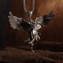 1pc Evil Angel Pendant Necklace - Silver - View 1