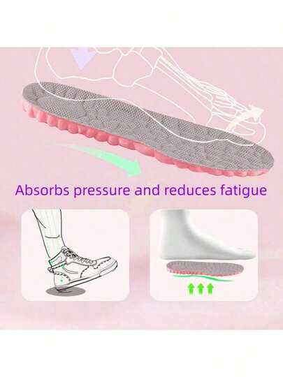 1 Pair Basic Pink Base Gray Cloud-Like Insoles, Soft, Breathable, Comfortable, Moisture-Wicking, Odorless, Suitable For Students, Teenagers, Sports, Shock-Absorbing, Elastic, Flexible, Unisex, Suitable For Running, Basketball, Casual Wear, College Students, Various Occasions, Can Be Matched With Athletic Shoes, Casual Shoes, Sneakers, Cloud-Like Comfortable, Shock-Absorbing, Breathable, Moisture-Wicking Insoles For Men And Women,Shoe Rack,Storage Saver,Outdoor,Garden,Travel Essential,Portable,Beach Essential,Graduation Season,Commencement,Graduation Ceremony,Graduation Gift,Graduation Present,Graduation Gift,Graduation Present,Congrats Grad,Congratulations Graduate,Valedictorian,Finish School,Graduation Party