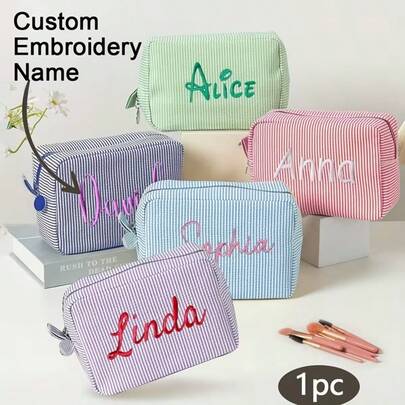 Bolsa de almacenamiento personalizada con bordado de nombre para volver a la escuela, organizador de bolso para niños, organizador de bolso de pañales, bolso de mano para niños, bolsa de viaje antisuciedad, con cierre de cremallera, accesorios para bolso de pañales, organizador de artículos de tocador o cosméticos, esencial para el bolso de pañales del bebé, almacenamiento de pañales para bebés, útiles escolares, bolsa de cosméticos de gran capacidad, regalo de vuelta a la escuela, bolsa organizadora de cosméticos, bolsa de aseo bordada, bolsa de cosméticos bordada, útiles escolares para niños y niñas