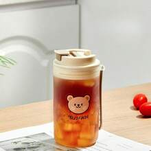 1个350/550毫升可重复使用塑料水瓶,带提绳,可爱卡通图案,便携式防漏饮水杯,旅行运动水杯,保温杯,耐冷耐热,可盛装茶、牛奶、咖啡,可微波炉加热,适合学生和成人在学校、办公室、户外露营、野餐等场合使用。 - 彩色 - 查看 13