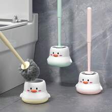 Cute Chicken Plastic Toilet Brush - Household Comprehensive Cleaning Brush, Bathroom Wall-Mounted Toilet Cleaning Set With Brush And Base, No Drilling Required - Cute Style Toilet Brush - View 1