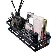 No Drill Wall Mounted Bathroom Shelf, Space-Saving Bathroom Storage Rack, Large Capacity, Sturdy, Waterproof And Rust-Proof, Suitable For Shampoo, Shower Gel, Soap, Also Applicable To Kitchen And Balcony Storage, Essential For Back To School - Black - View 4