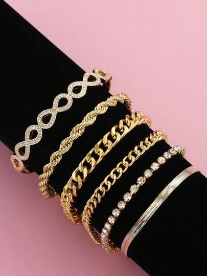 سوار نسائي مرصع بالراين كامل على شكل صليب، مجموعة أساور + سلسلة تنس، مجوهرات متداخلة