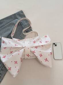 Niche Handbag & Shoulder Bag For Women, New Arrival Large Capacity Canvas Bag With Bow Design - Pink - View 9