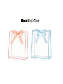 12/1pc Transparent Gift Bags With Ribbons, Suitable For Baby Shower, Graduation, Wedding, Bridal Party, Birthday Party, Business Occasions, With Cut-Out Handles, Reusable PP Material, 7x10x3.15 Inches Gender Disclosure Party Gift Bag (Blue And ) ﻿ - Multicolor - View 11