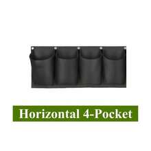 Horizontal 4/6 Pocket Hanging Grow Bag Garden Flower Pot Planter Layout Waterproof Vertical Wall Hanging Planting Bags - Black - View 11