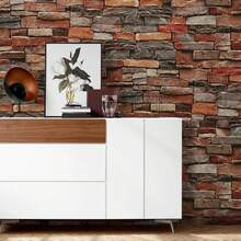 ucdfi 1 Rollo de papel tapiz autoadhesivo de ladrillo estilo piedra para decoración de habitación, papel de contacto de vinilo con diseño de ladrillo rojo, pegatinas de pared desmontables para paredes, salpicaderos, chimeneas - Patrón de ladrillo - Ver 5