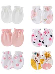 6 Pairs 0-6 Months Baby Mittens, Soft & Skin-Friendly, Newborn Anti-Scratch Hand Protector, Multi-Color Combo Set - 6 Pairs - View 8