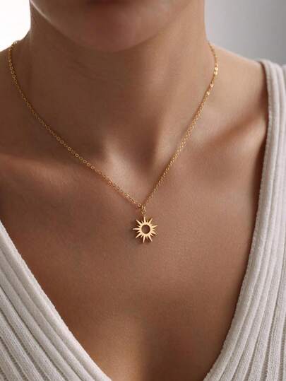 Gold Tiny Sunshine Pendant Necklace, Sunburst Necklace, Sun Necklace, Celestial Necklace, Christmas Gift For Her, Gifts, Everyday Necklace