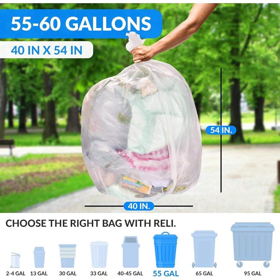 55-60 Gallon (150 Count) (Clear) - Star Seal Super High Density Rolls - Heavy Duty Can Liners, Garbage Bags, Bulk Bags - 50, 55, 60 Gallon Capacity - A - 查看 1