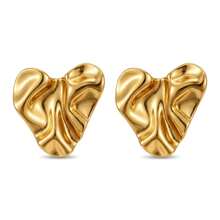 不规则波浪形心形耳环，简约金属质感，适合女性日常佩戴。 - 金色 - 查看 14