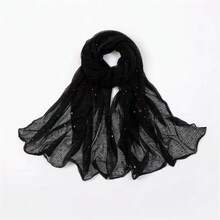 Transparent Breathable Hijab Lightweight Twinkling Sequins Hijab Shawl Women - Black - View 14