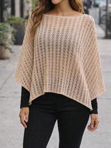 Women's Batwing Sleeve Cape Blouse, Lace Knit, Autumn - Cát - Xem 2