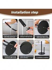 MiLaiWP 1pc Stainless Steel Paper Towel Holder - Sturdy Weighted Base, Easy Tear Design, Suitable For Kitchen And Bathroom Countertop, Available In Black, Silver, And Gold - Multicolor - View 7