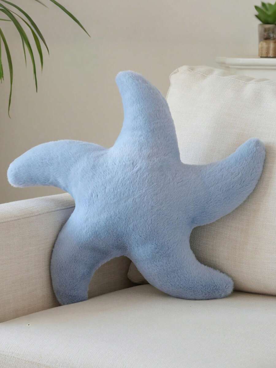 1个海星抱枕，可爱装饰抱枕，适用于沙发床，美观的房间装饰靠垫，柔软仿兔毛，适用于卧室客厅，春夏抱枕，靠垫，抱枕套，卧室装饰，房间装饰，母亲节礼物，派对礼物 - 藍色 - 查看 1