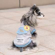 条纹衬衫，宠物服装，狗/猫衬衫，新款春季竖条纹欧美风衬衫，宠物服装，狗狗衣服 - 藏蓝色 - 查看 5