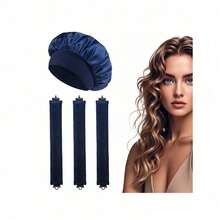 4pcs Hair Styling Set: 1pc Wide-Brim Satin Hat + 3pcs No-Heat Hair Curling Wands. Women Casual Classic Solid Color Elastic Soft Sleep Cap, Shower Cap, Faux Silk Hair Turban Cap With Elastic, Protect Hair From Damage; 3pcs Curling Rods With Hooks, Easy To Create Curls Suitable For All Hair Types, Unisex, Back To School, Travel Holiday Essentials, Hair Accessories For Women, Hair Curlers For Hairdressing Equipment, Accessories, Hair Curl, Curly Hair Tools, Hair Roller, Christmas,Curly Hair, Hair Curler, Hair Rollers, Heatless Curl, Heatless Curls, Rollers, Hair Curlers, Curly Hair Products, Hair Curl, Hair Roller, Rollers For Hair, Curly Hair Tools, Heatless Curlers,Hair, Accessories, Hair Products, Hair Tools, Hair Stuff, Hair Care, Curly Hair Brush, Barber, Barber Accessories, Hairdressing - 彩色 - 查看 14