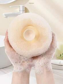 1pc Soft Shower Loofah With Suction Cup, Home Bath Sponge For Lathering, Exfoliating And Massaging - Multicolor - View 5