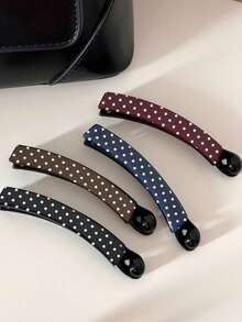 4pcs Women Elegant Casual Polka Dot Banana Hair Clips, Suitable For Daily Use, Home, School, Beach, Office, Party, Holiday, Birthday, Back To School, New Year, Valentine's Day, Mother's Day, Christmas, Wedding, Music Festival, Graduation, Spring/Summer/Autumn/Winter - Multicolor - View 8