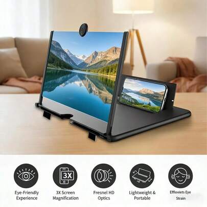 Magnificador de pantalla de teléfono móvil ajustable de unicolor de 12" Ultra-HD para una fácil visualización de TV, orientación para uso en paisajes, protección ocular, magnificación de pantalla completa de teléfono móvil, regalo de cumpleaños