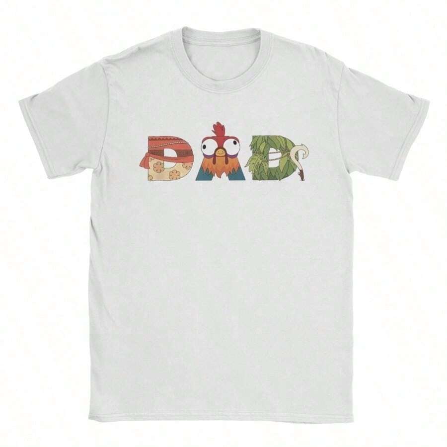 MoanaS Letters Maui Father's Day Merch Unisex White T Shirt Cotton Tee Graphic Printing  T-Shirt Clothing - 白色 - 查看 1