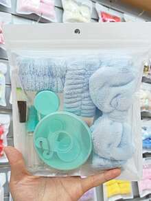 11件套面膜美容工具套装，包括蝴蝶结发带、腕带、面膜碗（女士适用） - 彩色 - 查看 9