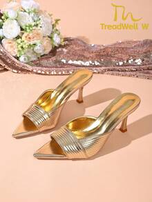 Women's High Heel Sandals, Summer Fashion Gold High Heels - Gold - View 8