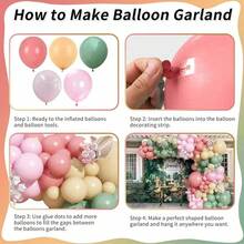 104 piezas Kit de arco de globos verde y rosa, set de guirnalda de globos de cumpleaños verde, rosa y albaricoque de 5, 10 y 18 pulgadas para decoración de fiestas, bodas y aniversarios - Ver 5