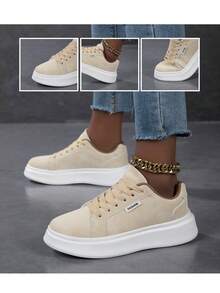 2026 New Women's Lace Up Casual Shoes, Sports Shoes, White Shoes, Women's Shoes, Skateboarding Shoes, Lightweight Street Board Shoes - Beige - View 7