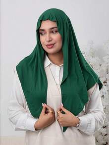 1pc Instant Triangle Hijab, All-In-One Tie-Up Design, Quick Wrap Without Slipping, No Undercap Or Folding Needed, Suitable For Daily Wear, Prayer, And Outings - Multicolor - View 20