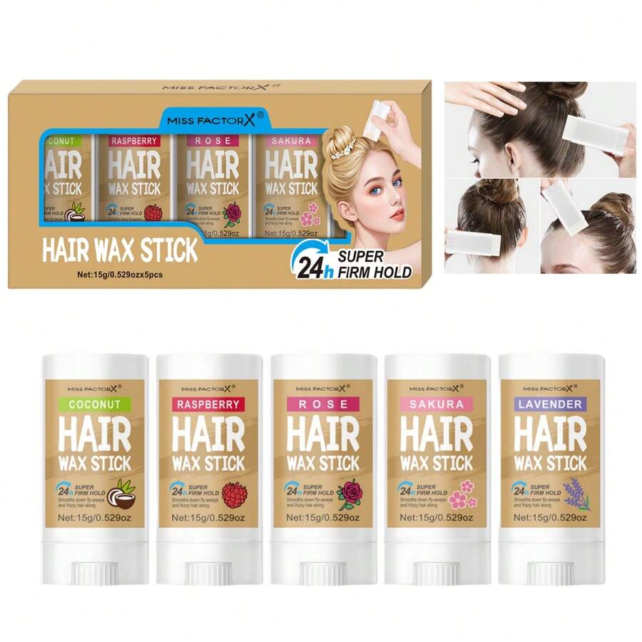 5支装发蜡棒套装 - 造型发蜡棒，天然萃取发蜡，适用于所有发质，不油腻，轻松定型