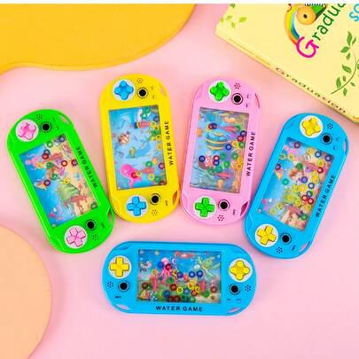 Random Color Water Machine Retro Creative Water Ring Game,Large Ocean-Themed Water Toy, Handheld Ring Toss Game Machine