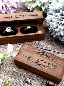 Personalized Customized Name Ring Box, Wedding, Double Engagement Ring Box, Ring Box, Wooden Ring Box, Proposal Ring Box, Personalized Ring Box - Wooden Box - View 3