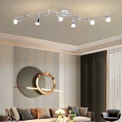 1 đèn chùm LED 6 bóng, đèn chiếu điểm trần hiện đại, đèn âm trần bằng gang có thể điều chỉnh, sử dụng ray GU10, nhiệt độ màu có thể lựa chọn, màu đen/ Hệ thống ray phù hợp cho cửa hàng/phòng học/phòng ngủ/phòng khách/quán cà phê/phòng triển lãm/phòng trưng bày/bảo tàng/hành lang/hiên nhà