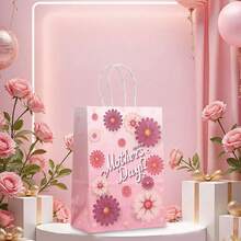 12/16 pièces Sacs-cadeaux thème Fête des Mères, motifs floraux variés, convient pour fêtes à thème, anniversaires, achats professionnels, emballages de faveurs de fête, applicable pour les vacances, événements, réunions et autres occasions - Multicolore - Voir 10