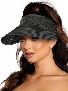 1pc New European And American Style Women's Wide Brim UPF50+ Sun Protection Foldable Beach Hat, Suitable For Spring And Summer - Multicolor - View 2