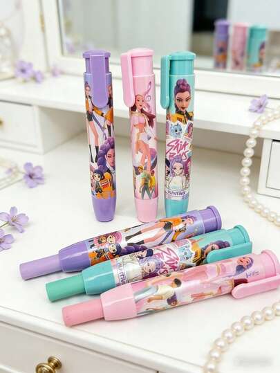 K-POP Girl Group Themed Stretchy Erasers Set - Includes Various Vibrant Member Character Art Designs, Providing Smooth Cleaning Effect. Stretchable Mechanism Prevents Mess. Available In Fashionable Purple, Pink, And Mint Green, Suitable For School/Office Stationery, Diaries And Notebooks, Collectible K-POP Merchandise, An Ideal Gift For K-POP Girl Group Fans And Stationery Lovers.